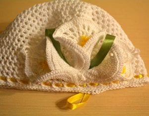 Örgü Yazlık Şapka Süsleme Çiçek Yapımı 7