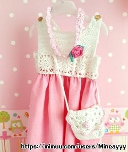 Baby crochet and fabric dress