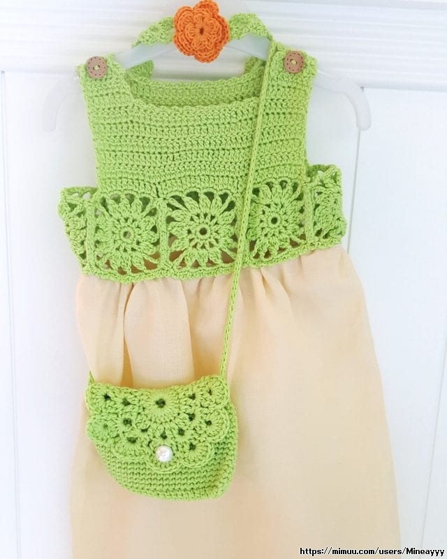 Baby crochet and fabric dress 2