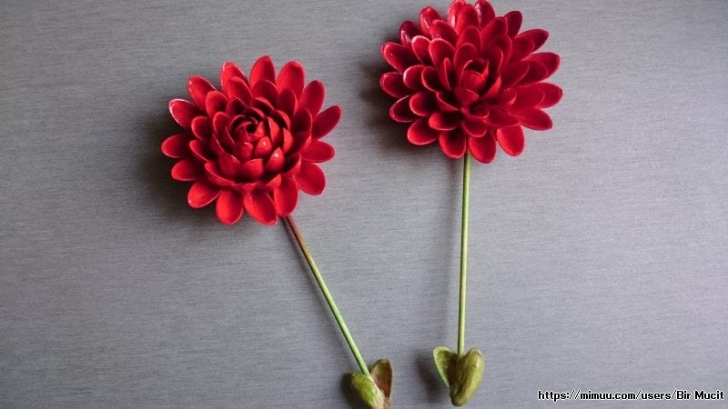 Antep fıstığı kabuklarından çiçek yapımı