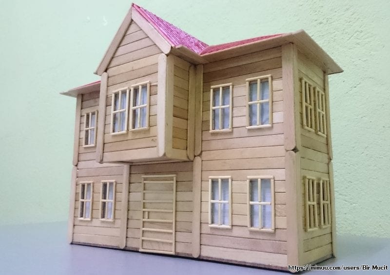 Dondurma çubuklarından maket ev yapımı - Geridönüşüm çalışmamız