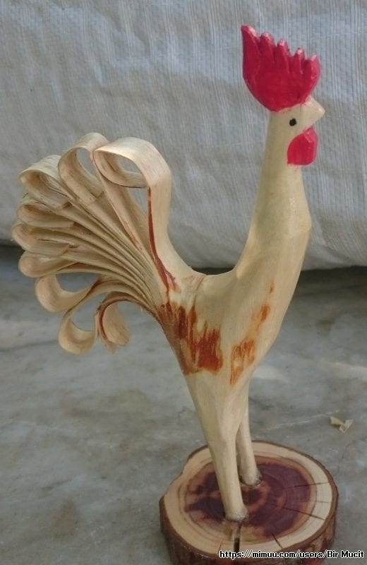 Ağaç dalından HOROZ yapımı - Tek bir ağaç dalından hediyelik eşya yapımı 1