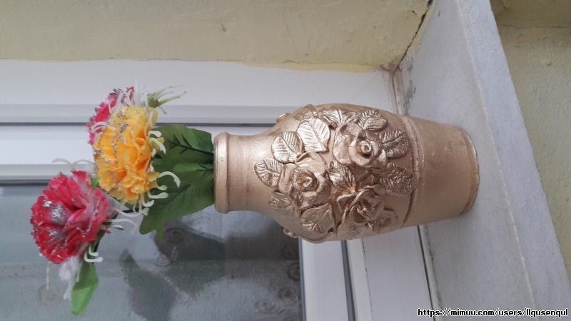 Testi susleme sanati  tutkalla yapilan hamur tutkal sprey 1