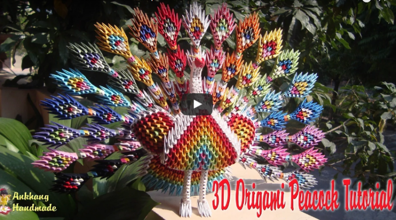 3D Origami Tavus Kuşu Yapımı 2