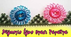 Düğmeden İğne Oyası Papatya Yapımı 1