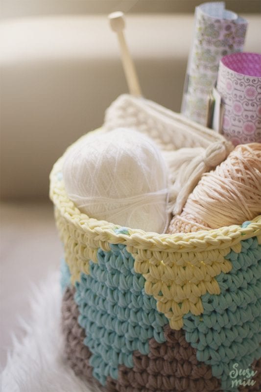 Penye İpten Sepet Yapımı Basit 3