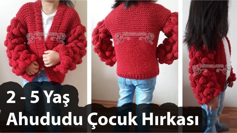 Ahududu Örgü Çocuk Hırka Yapılışı 5