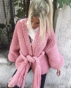 Saç Örgü Kemerli Hırka Yapılışı - Resim 24