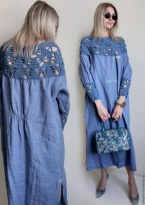 Üstü Örgü Altı Kumaş Elbiseler - Resim 8