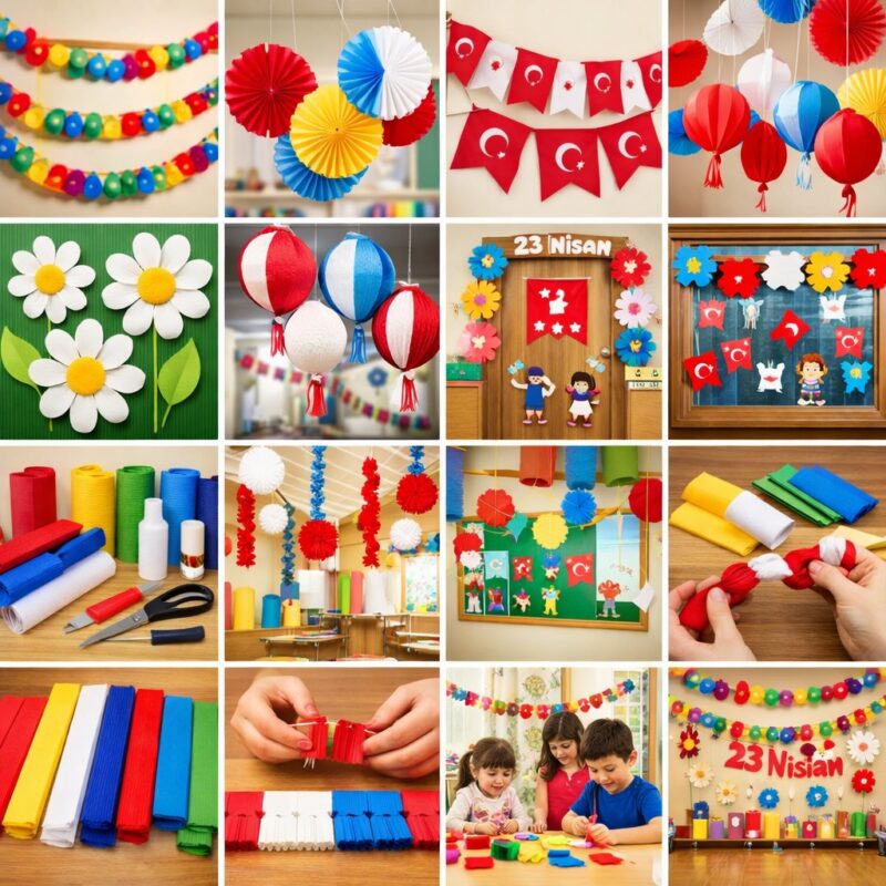 Krapon Kağıdından 23 Nisan Süsleri 26