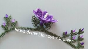 İğne Oyası Kalp Yapraklı Çiçek Yapılışı