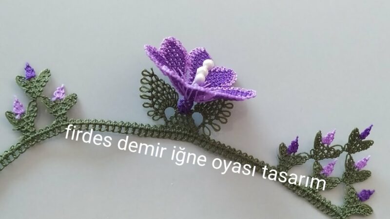 İğne Oyası Kalp Yapraklı Çiçek Yapılışı