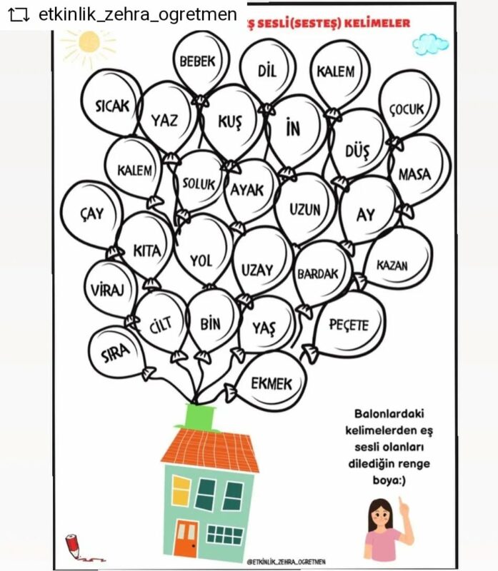 Eş Sesli Kelimeler Etkinlikleri 17