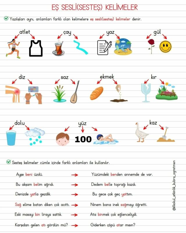 Eş Sesli Kelimeler Etkinlikleri 18