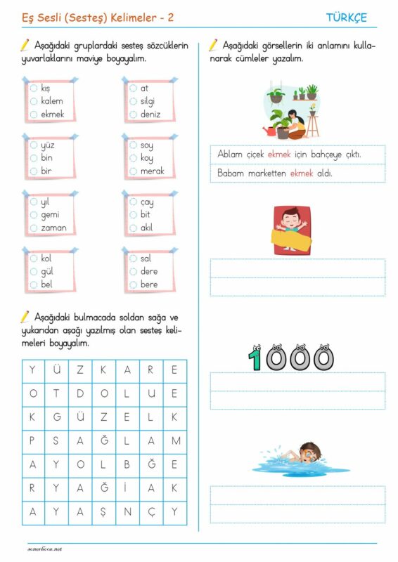 Eş Sesli Kelimeler Etkinlikleri 22