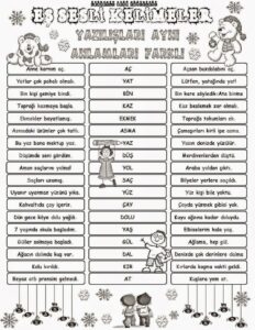 Eş Sesli Kelimeler Etkinlikleri - Resim 1
