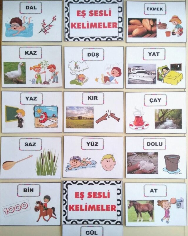 Eş Sesli Kelimeler Etkinlikleri 3