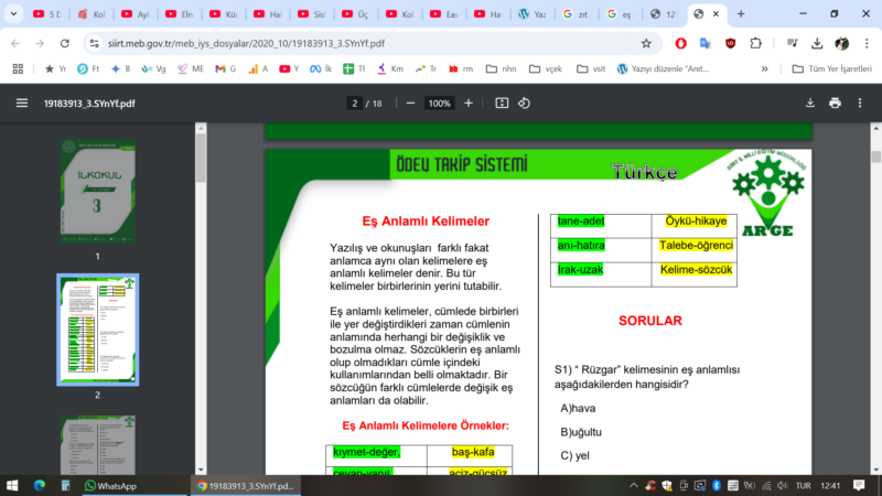 Zıt Anlam ve Eş Anlamlı Kelime Çalışmaları 39