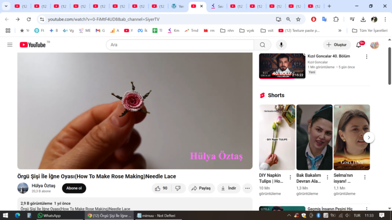 3 Boyutlu İğne Oyası Gül Yapımı 1