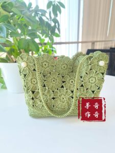 Rafya İpten Çiçek Çanta Yapılışı 2