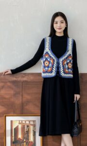 Tığ İşi Motifli Örgü Yelek Yapılışı 4