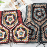 Tığ İşi Motifli Örgü Yelek Yapılışı 6