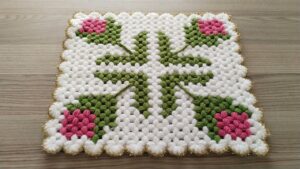 Çiçekli Kare lif Yapılışı