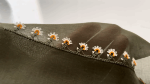 Düz Yeşil Yazmaya İğne Oyası