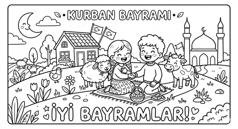 Kurban Bayramı Boyama Sayfaları 3
