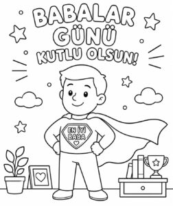 Babalar Günü Boyama Sayfaları - Resim 4