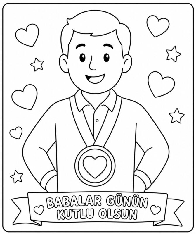 Babalar Günü Boyama Sayfaları 16