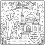 Babalar Günü Boyama Sayfaları - Birlikte Camiye Gidiyoruz
