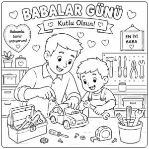 Babalar Günü Boyama Sayfaları - Birlikte Tamir