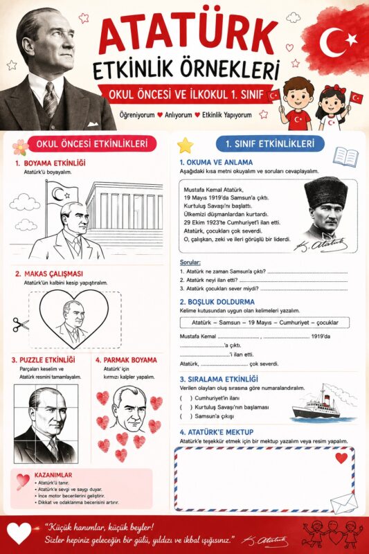 Atatürk Etkinlikleri ve Boyama Sayfaları 25
