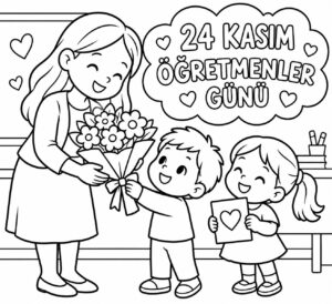 Öğretmenler Günü Boyama Sayfaları - Resim 4