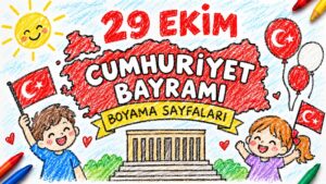 29 Ekim Cumhuriyet Bayramı Boyama Sayfaları 1