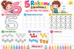 5 Rakamı Çalışma Sayfaları Etkinlikleri - Resim 4