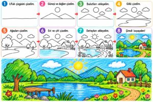 Adım Adım Kolay Manzara Resmi Çizimleri - Resim 2
