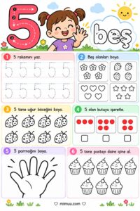 5 Rakamı Çalışma Sayfaları Etkinlikleri 33