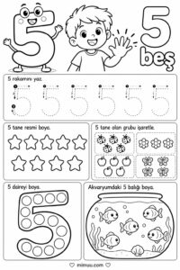 5 Rakamı Çalışma Sayfaları Etkinlikleri 34